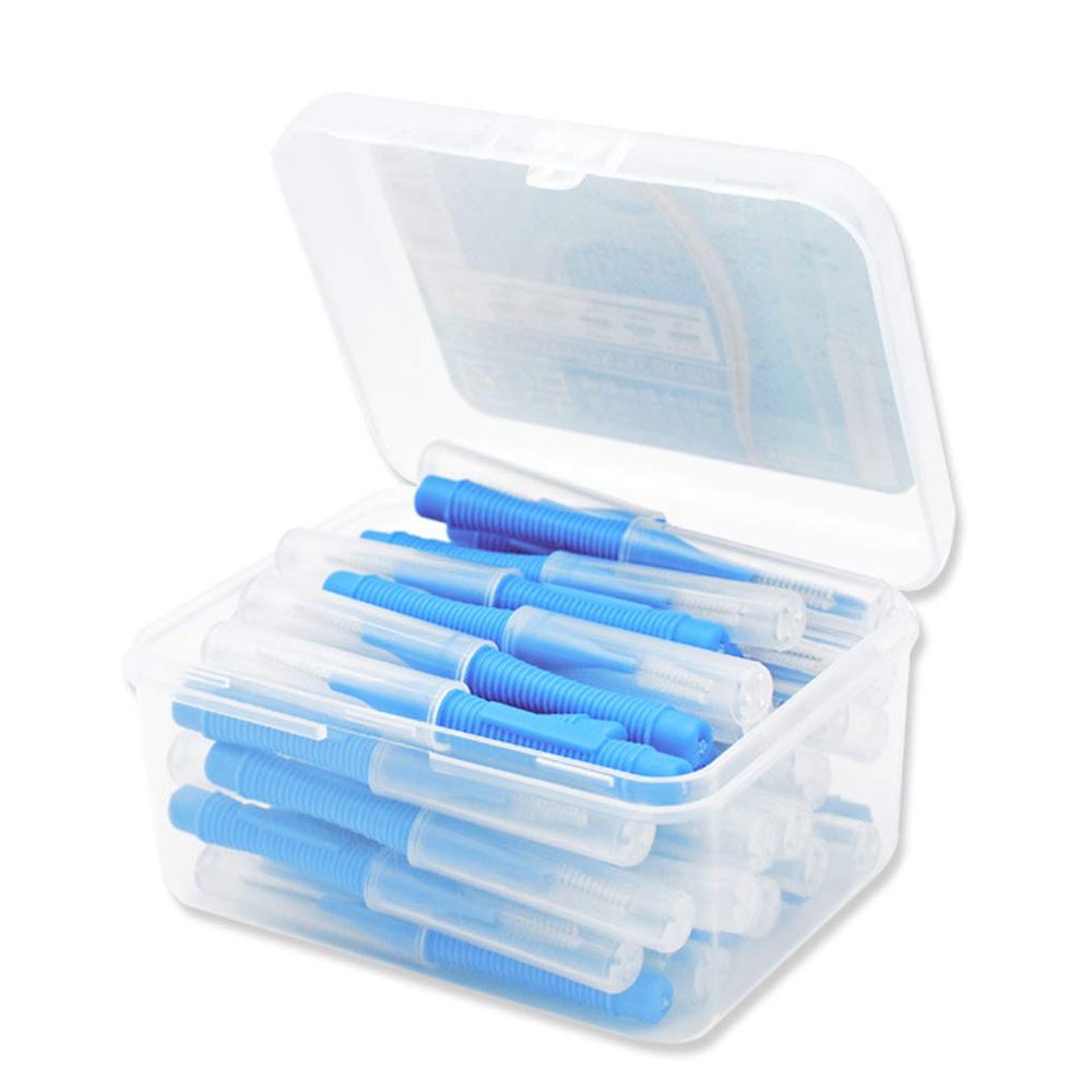 40 Interdental Brushes, Push-Pull, Plastic, Blue, 1.0 mm