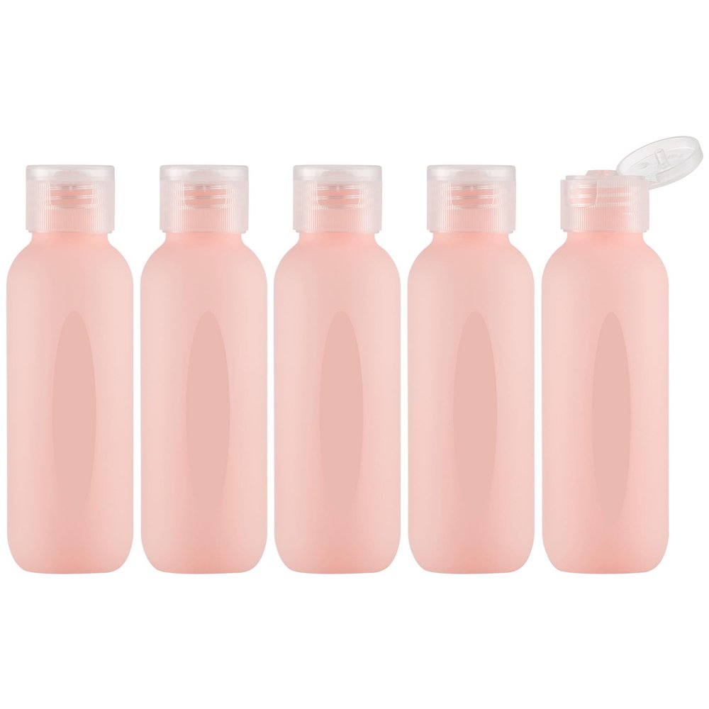 owlyee Travel Bottles with Flip-Top Caps, Empty Shampoo Bottles, 100 ml, Pink