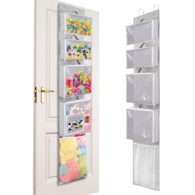 Woodoulogy Over-the-Door Hanging Toy Organizer with 4 Removable Bags