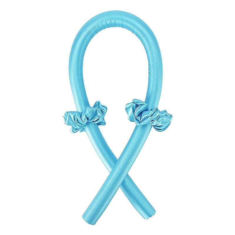 Heatless Silk Curling Rod Headband, Blue, No Clip