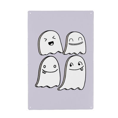 artboxONE Metal Poster 30 x 45 cm for Kids, Kawaii Ghosts by BAINAI