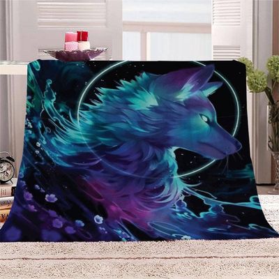 AKATIE 3D Wolf Plush Blanket, 100 x 130 cm
