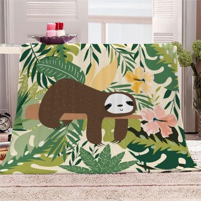 AKATIE Sloth Flannel Blanket 150 x 200 cm, 3D Printed, Super Soft