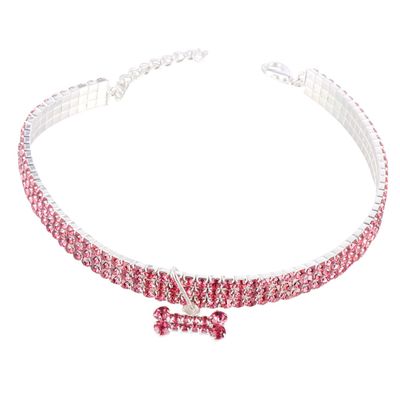 OATIPHO Adjustable Dog Collar with Rhinestone Design
