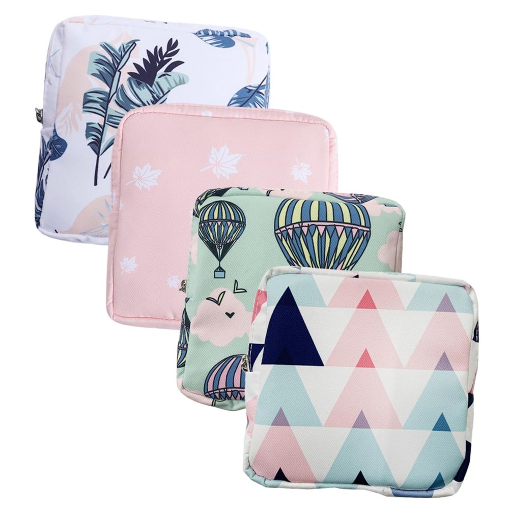 OATIPHO 4-Piece Portable Washable Menstrual Pad Storage Bags for Women, Various Designs