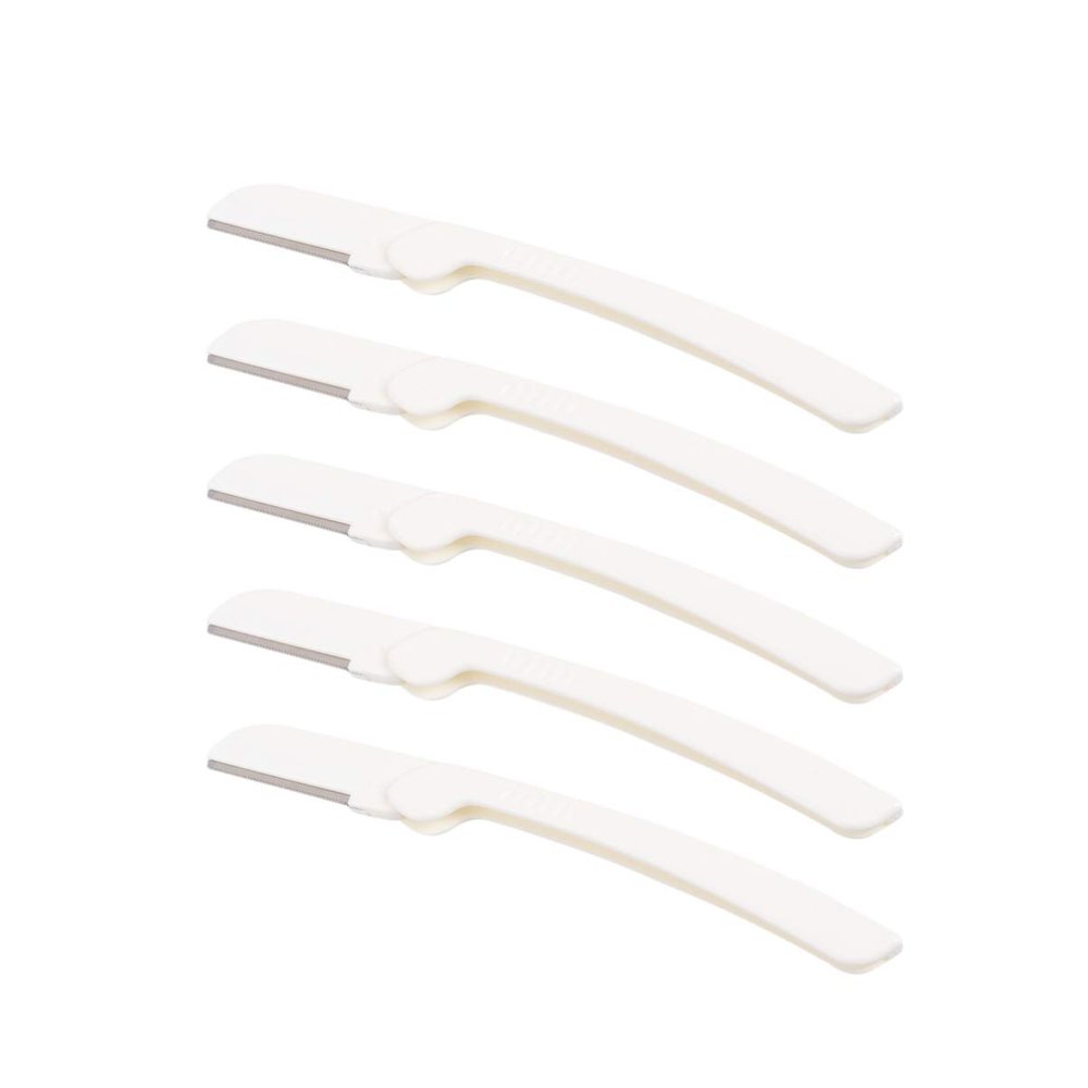 Foldable Eyebrow Razors, 9-Piece Set, Stainless Steel and ABS, White