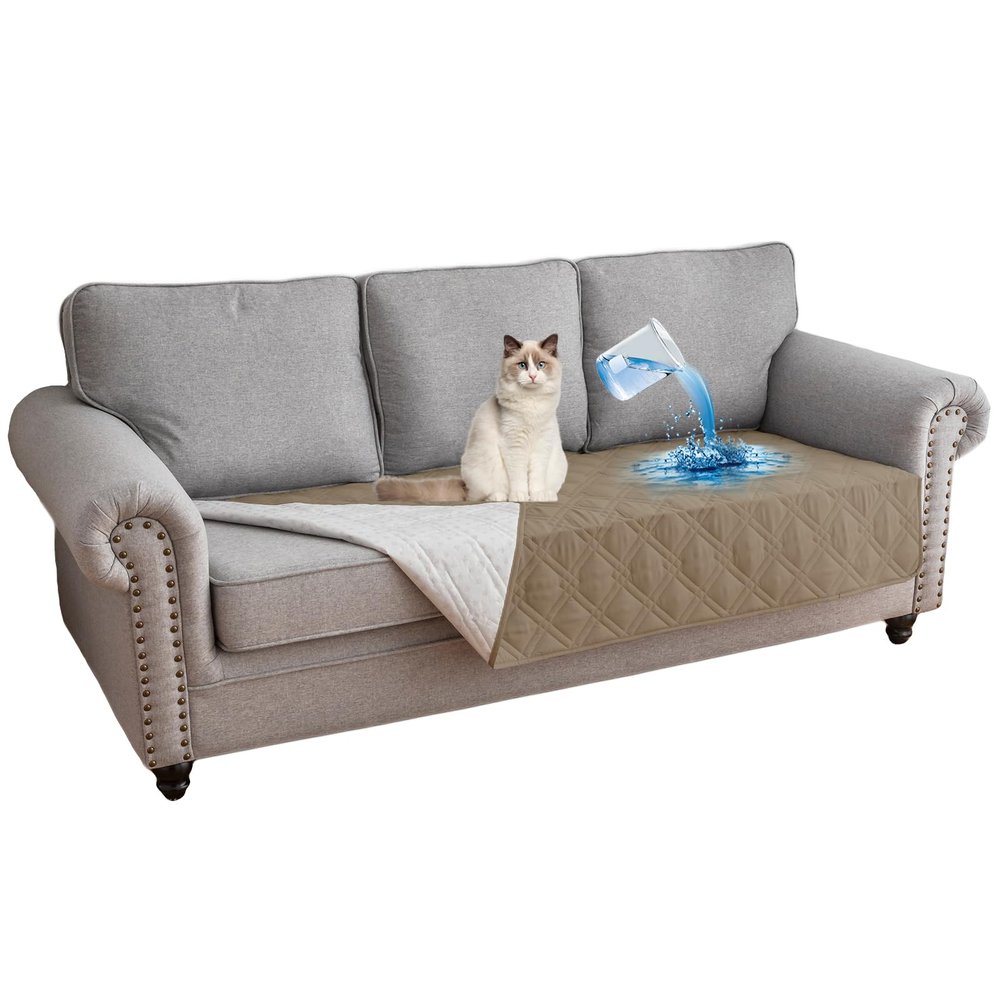 Thdsubb 100% Waterproof Dog Blanket, Pet Bed Cover & Furniture Protector, Khaki, 75 x 180 cm