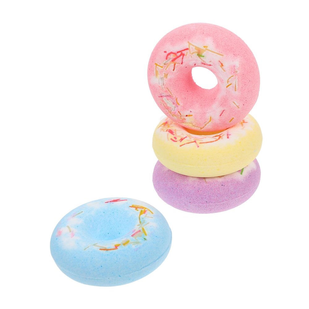 BESTonZON Soothing, Nourishing Natural Salt Bath Bombs, Donut-Shaped, 4-Pack, Random Colors