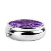 Round Metal Pill Case for Wallets, 3 Compartments, Purple Floral Print view 3
