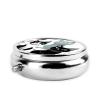 Round Metal Pill Organizer for Wallet, 3 Compartments, Black-and-White Cat Print view 3