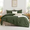 Andency Olive Green 3-Piece Full Comforter Set, Boho Tufted Chevron Microfiber view 2
