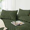 Andency Olive Green 3-Piece Full Comforter Set, Boho Tufted Chevron Microfiber view 4