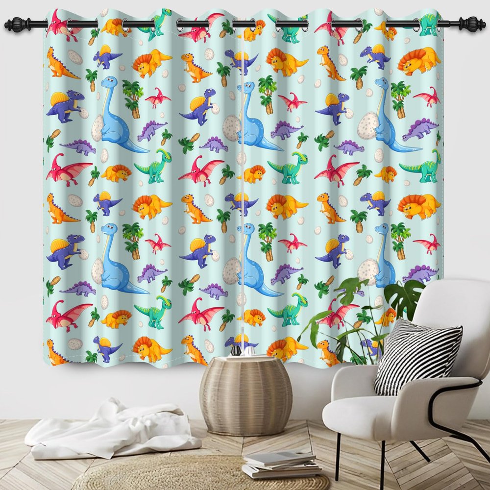 SDOTPMT 117 x 229 cm Cartoon Jungle Animal Blackout Curtains, 2 Panels