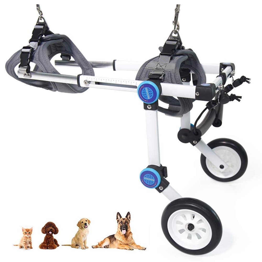 Mobility Pet Dog Wheelchair, Full Support, 2 Adjustable Wheels for Small Dogs' Hind-Leg Rehabilitation (White 2X)
