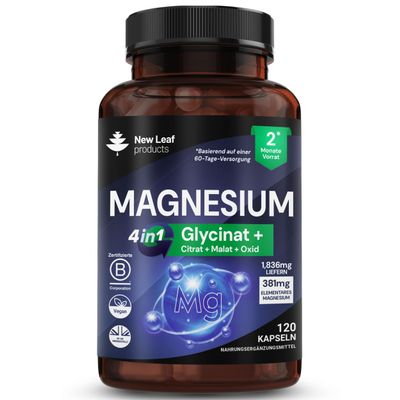 High-Strength Magnesium Complex – 381 mg per Serving, 2-Month Supply, 120 Vegan Capsules