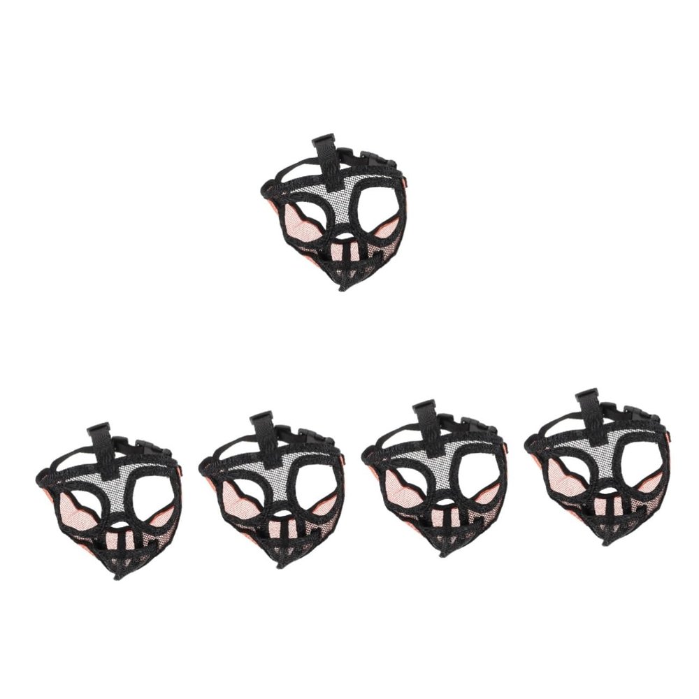 POPETPOP 5-Pack Breathable Adjustable Dog Muzzles for Small and Medium Dogs