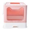 Enclosed Cat Litter Box, 51 x 41 x 38 cm, Removable Tray, Scoop, Brush, Pink view 2