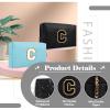 Personalizable Small Zipper Makeup Bag, Cute White Cosmetic Bag for Girls and Women, Black with Black Letter C view 3