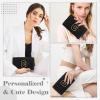 Personalizable Small Zipper Makeup Bag, Cute White Cosmetic Bag for Girls and Women, Black with Black Letter C view 4
