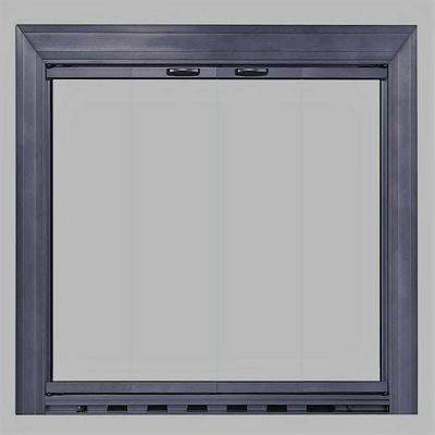 Fireplace Screen, Glass Fireplace Door, Satin-Finish, Black, 91.4 x 74.9 cm, Flat Decorative