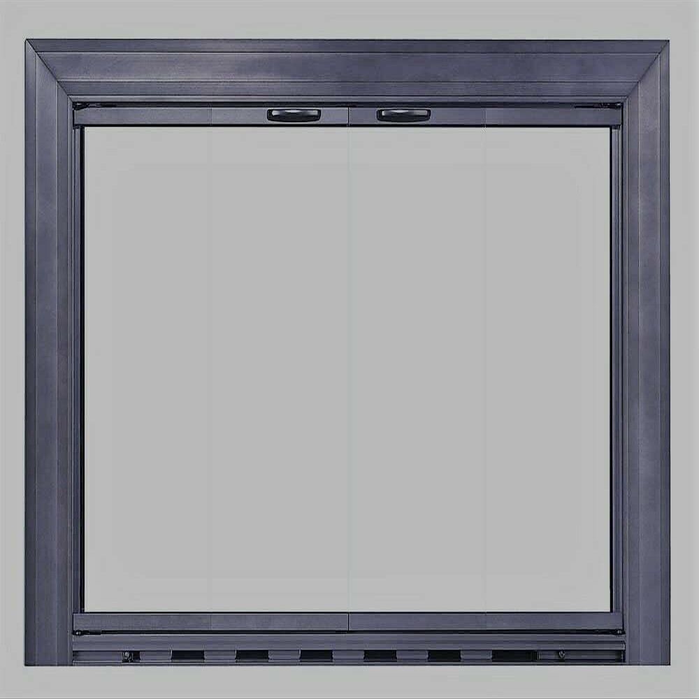 Fireplace Screen, Glass Fireplace Door, Satin-Finish, Black, 91.4 x 74.9 cm, Flat Decorative