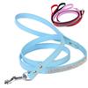 FRCOLOR 3-Piece Blue PU Leather Dog Leash with Rhinestones, Adjustable, for Small Dogs view 2