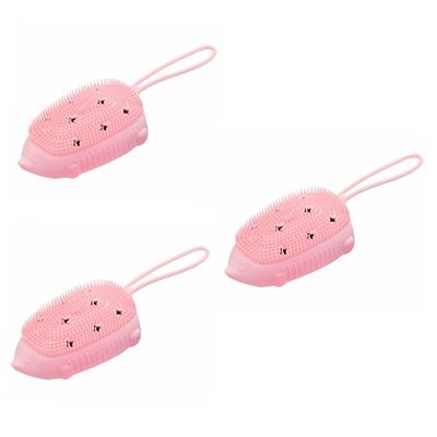 minkissy 3-Piece Portable Silicone Body Wash Brush, Double-Sided Shower Massage Brush, Gentle Exfoliation for Adults, with Hanging Loop