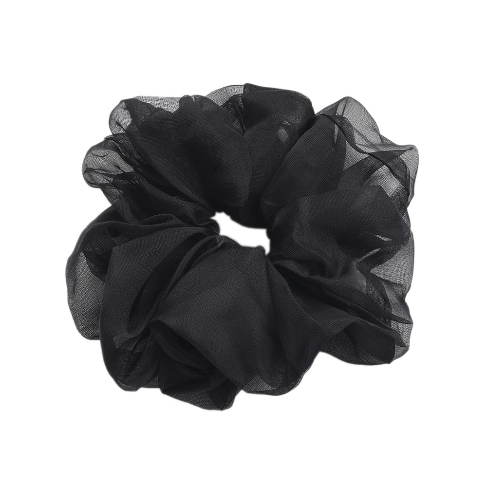 3-Piece Chiffon Organza Hair Scrunchies, Black
