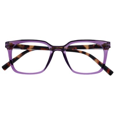 OPULIZE KOI Reading Glasses - Large Rectangular Frame - Violet - Women's and Men's - Spring Hinges - R50-5 - +2.50
