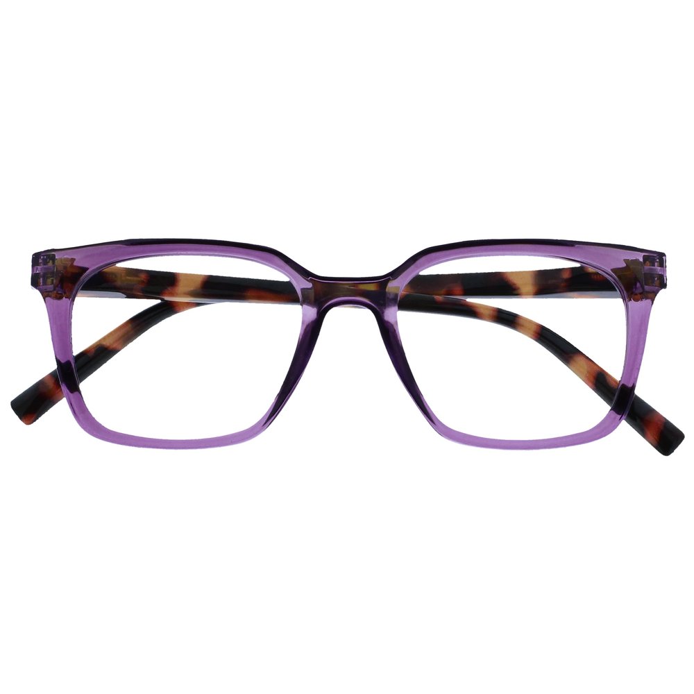 OPULIZE KOI Reading Glasses - Large Rectangular Frame - Violet - Women's and Men's - Spring Hinges - R50-5 - +2.50