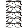 OPULIZE KOI Reading Glasses 5-Pack - Large Rectangular Frames - Black - Unisex - Spring Hinges - RRRRR50-1 - +3.50 view 1