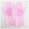 DUnLap Reusable Silicone Cleaning Gloves, 2-Pack, Pink, No Velvet view 1