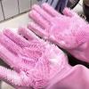 DUnLap Reusable Silicone Cleaning Gloves, 2-Pack, Pink, No Velvet view 4