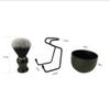 Stylish Vegan Shaving Brush Set with Badger Hair Imitation, Black view 3