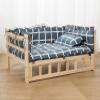 Gray Checkered Elevated Dog Bed with Mattress & Pillow view 2