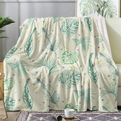Snuggle Blanket 150 x 200 cm, Monstera Leaf Tropical Plant Fleece Throw