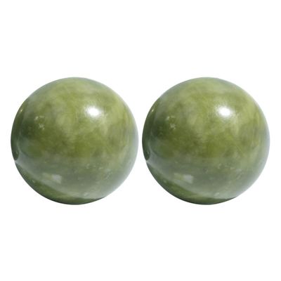 2 Jade Hand Massage Balls, Smoothly Polished for Muscles