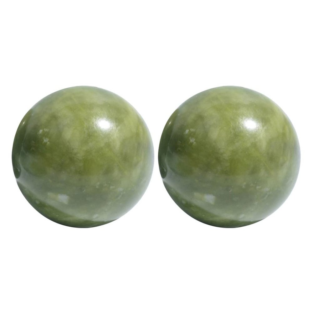 2 Jade Hand Massage Balls, Smoothly Polished for Muscles