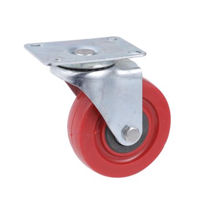 4-Inch Red PU and Metal Double-Wheel Swivel Casters with Brake