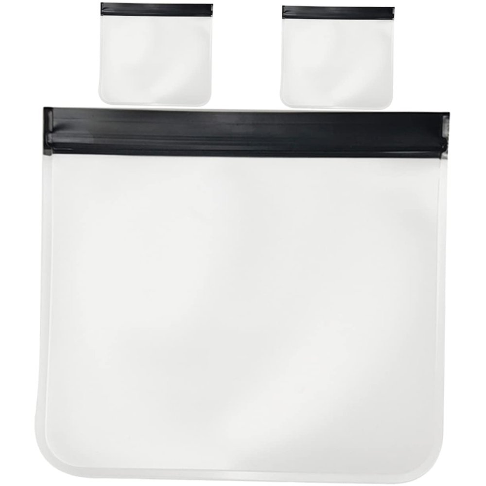 3-Piece Transparent PEVA Travel Cosmetic Bag Set, White