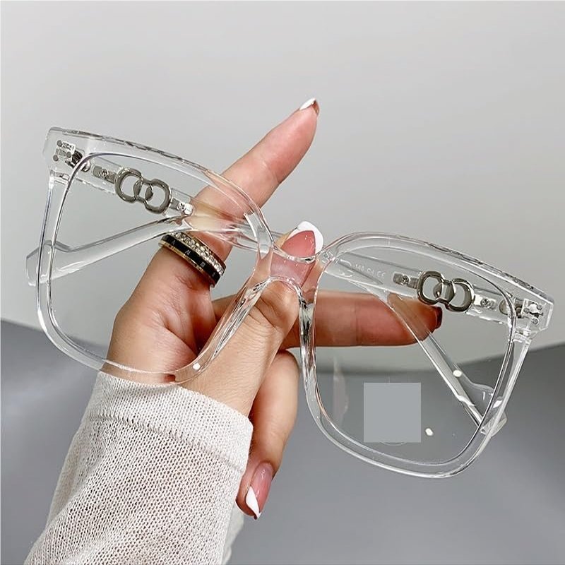 PARWANA Designer Blue-Light-Blocking Computer Reading Glasses, Transparent, +1.50