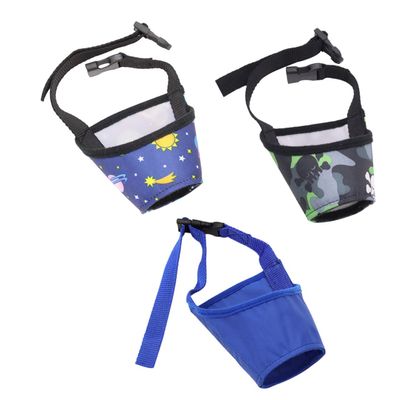 FRCOLOR Practical Oxford Fabric Dog Muzzle, 3-Pack, Lightweight Bite-Protection and Anti-Bark Mask for Dogs, Old English Bulldog Muzzle, Random Style
