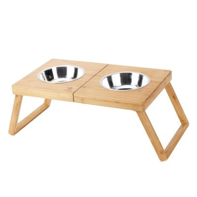 minkissy Stainless Steel Elevated Dual-Bowl Dog Feeder