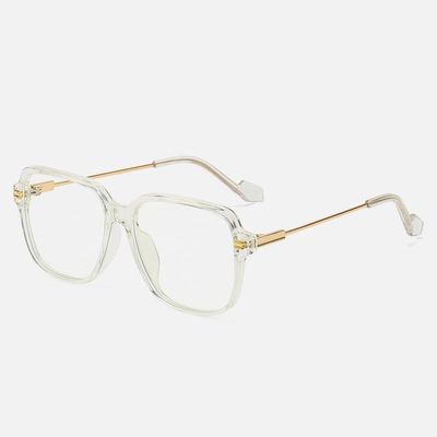 PARWANA Designer Large Square Computer Reading Glasses, Blue-Light Blocking, Glare-Free, Transparent, +1.50