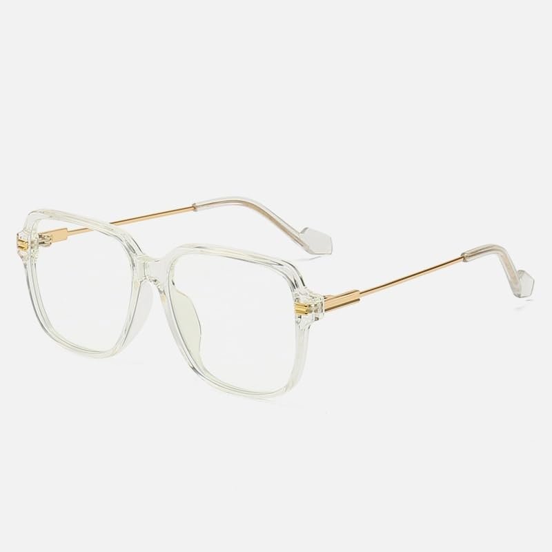 PARWANA Designer Large Square Computer Reading Glasses, Blue-Light Blocking, Glare-Free, Transparent, +1.50