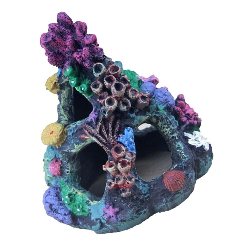 minkissy 1-Piece Aquarium Decoration with Coral and Rocks, Artificial Mountain Landscape Design, Safe for Freshwater and Saltwater, Easy to Clean