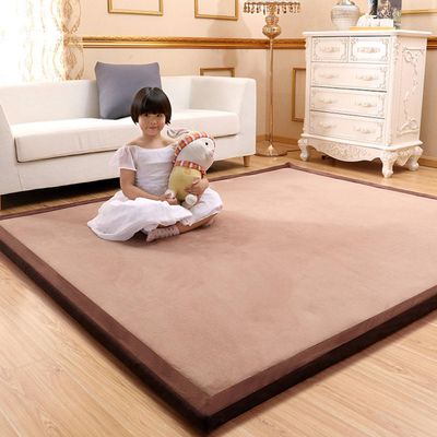 Single Tree Forest Solid-Color Rug for Kids' Room, Light Brown, 100 x 200 cm