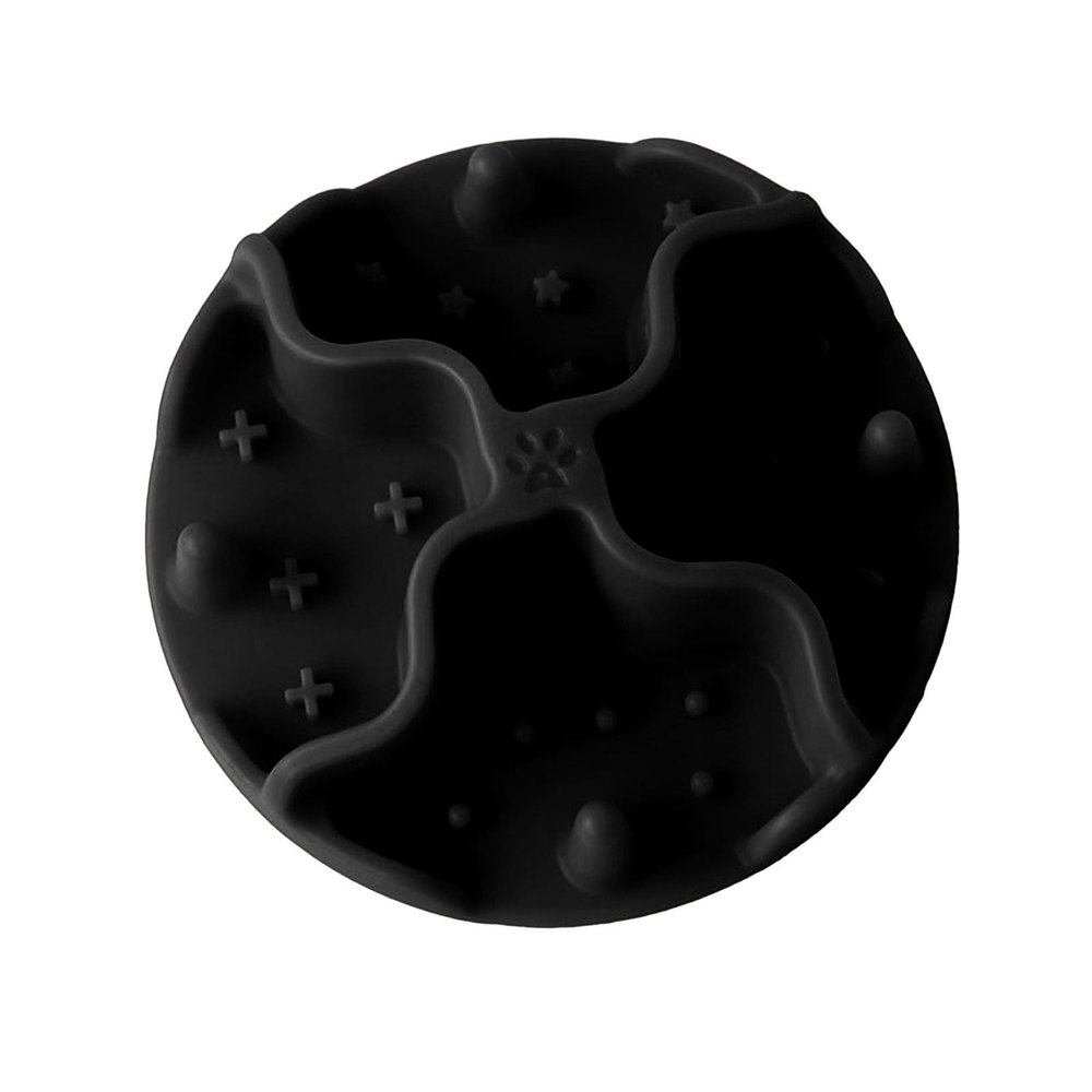 curfair Silicone Cat Feeding Mat with Smooth Edges, Slow Feeding, Suction Cup, BPA-Free, Black, Size S