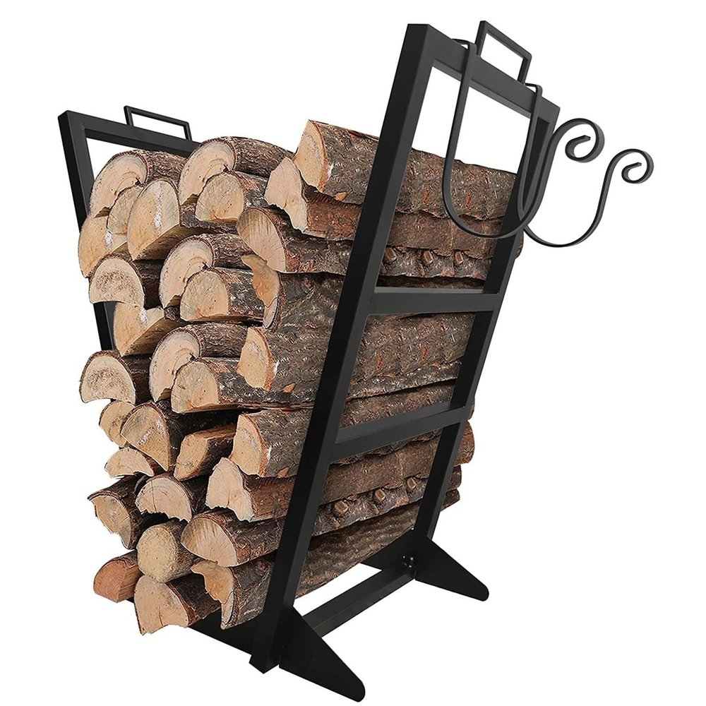 QCHIAN Firewood Rack for Indoor and Outdoor Use, Holds Approx. 16–20-Inch Logs