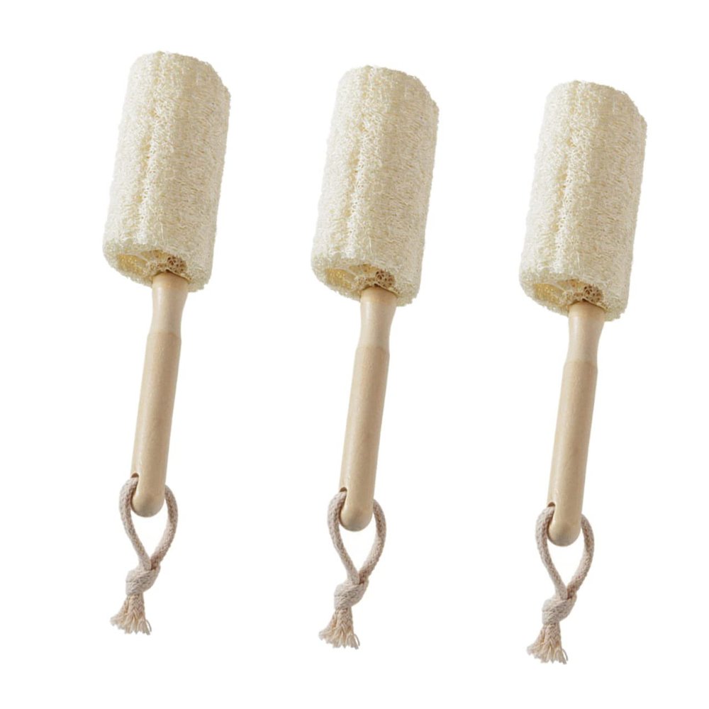 GLEAVI Natural Loofah Bottle and Cup Cleaning Brushes, 3-Piece Set
